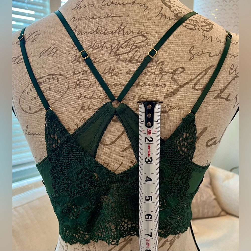 aerie Bralette Green Lace Padded Racerback - Picture 3 of 9